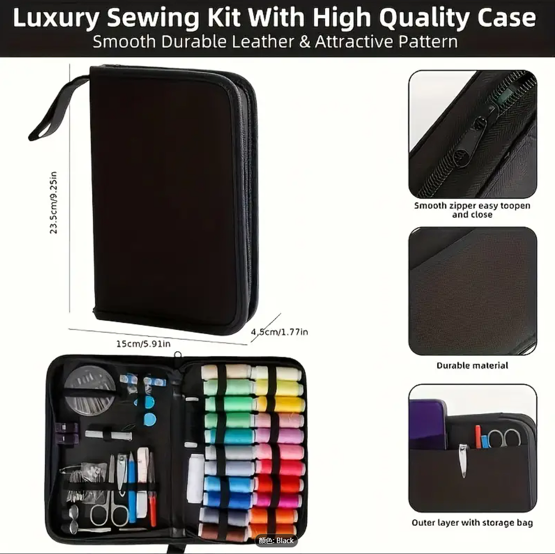 100pcs Sewing Kit - 24-Color Threads, Needle, Compact Travel Sewing Accessories for Emergency Repairs
